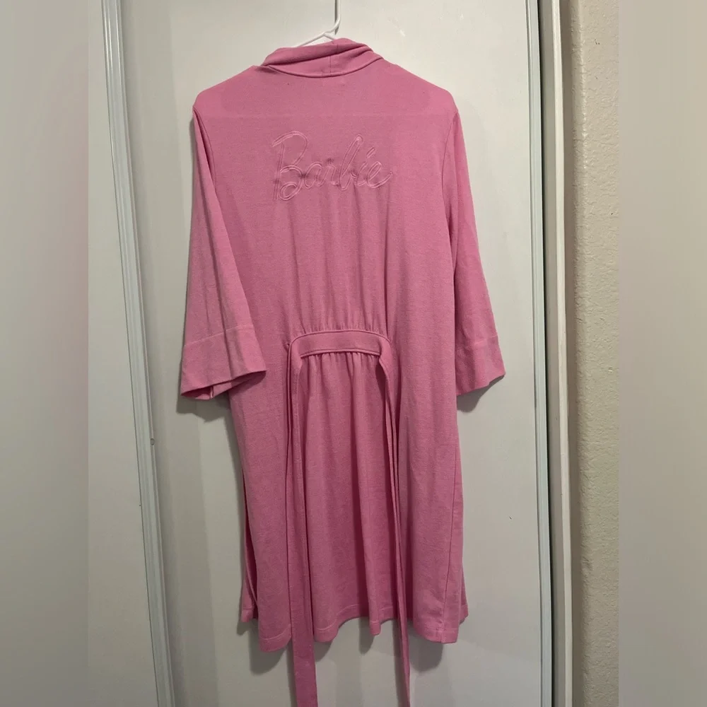 PJ Salvage BARBIE Soft‎ Robe Pink Women’s Size M Open Front Short - Picture 6 of 7